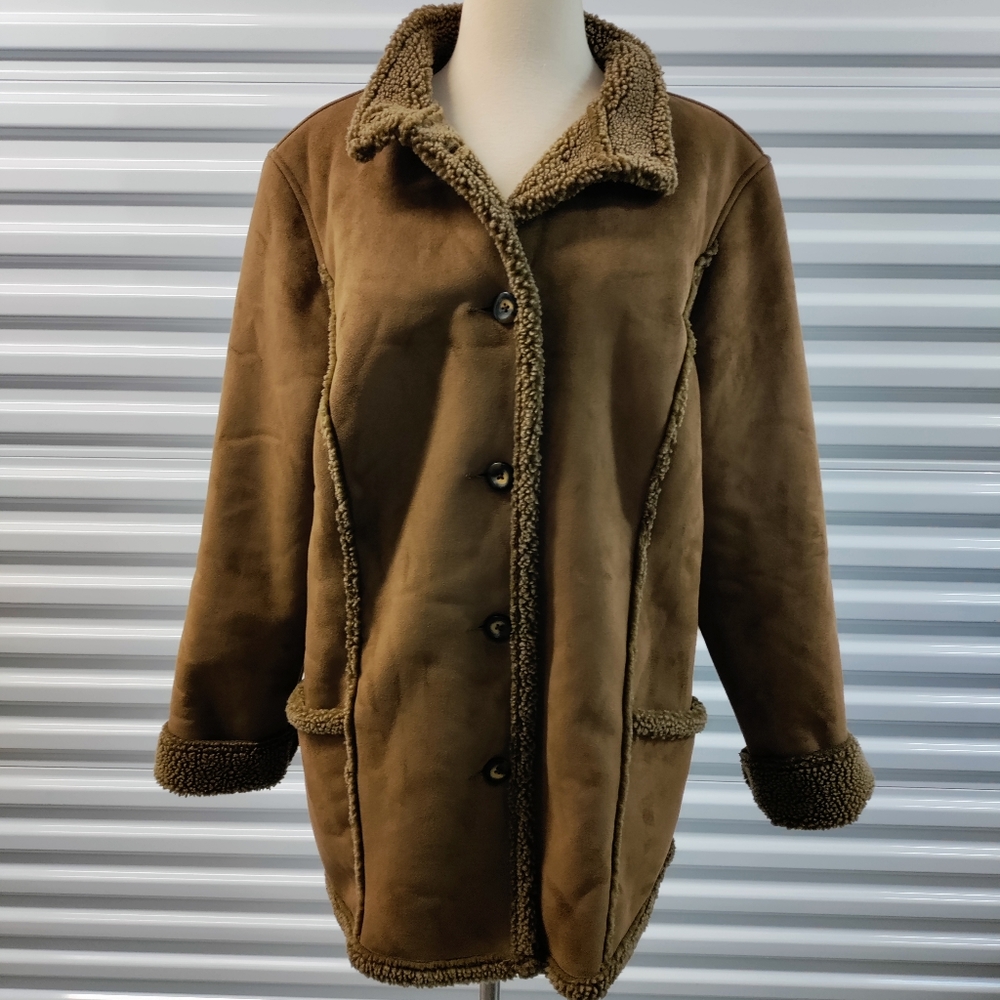 🎉HP🎉🆕L.L. Bean | Sherpa Button Up Women's Coat Longline Size XL Petite